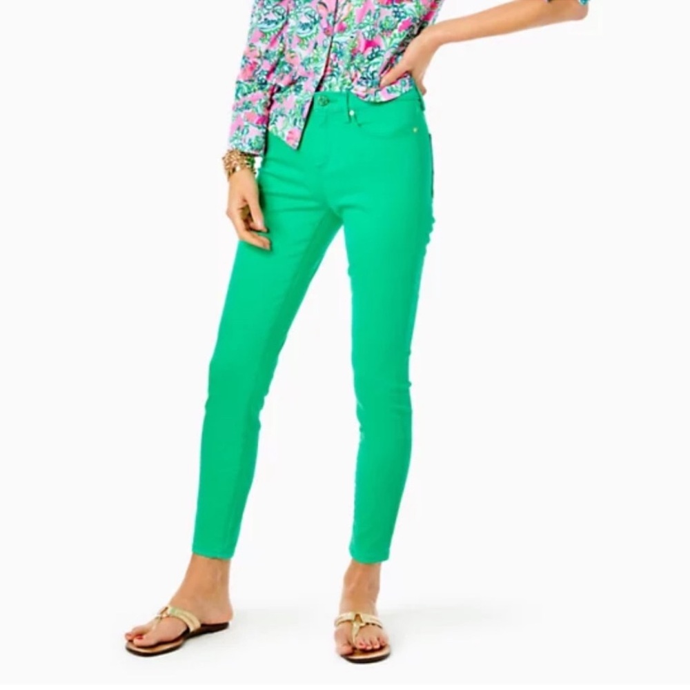 Lilly Pulitzer Eagan High Rise Super Skinny Jeans in Botanical Green Size 10